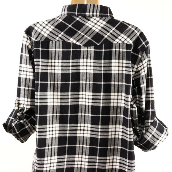 Jack's Girlfriend Womens Western Flannel Plaid Shirt M Roll Cuff Snap Front EUC - Picture 8 of 12
